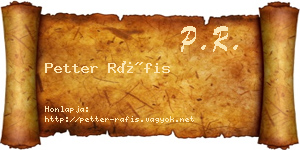 Petter Ráfis névjegykártya
